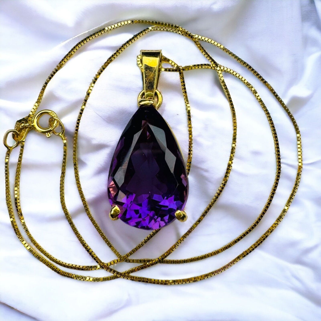 14k Gold Amethyst Necklace 18