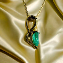 Load image into Gallery viewer, 14k Gold Natural Colombian Emerald Necklace 19&quot; Pear Cut 1/2 CT Solitaire 1.1g
