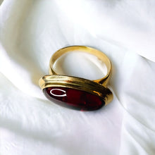 Load image into Gallery viewer, Antique 10k Gold Natural Garnet Cabochon Ring Rare Victorian Sz 7 Estate Oval Ring 5.3g
