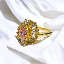 Load image into Gallery viewer, Vintage 10k Gold Pink Topaz &amp; Simulated Diamond Ring Size 4.5 Cluster Ring 3.6g
