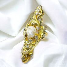 Load image into Gallery viewer, 14k Gold Antique Diamond Baroque Pearl Ring Size 6.5 Victorian Art Nouveau Brutalist Freeform Nautical Coral Reef Ring9.9g
