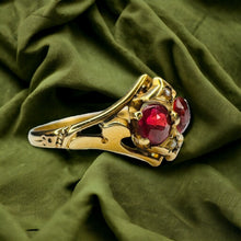 Load image into Gallery viewer, Antique 10k Gold Garnet Seed Pearl Ring Sz 7.75 Rose Cut Victorian c1890&#39;s 1.9g
