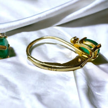 Load image into Gallery viewer, 10k Gold Diamond &amp; Natural Emerald Earrings 1 CTTW Leverback Hoop Earrings 1.2g
