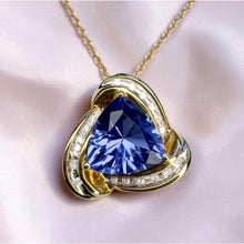 Load image into Gallery viewer, VINTAGE 10K Gold Trillion Tanzanite &amp; Diamond Necklace 3 Carat T.W. - 20" -3.9g
