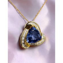 Load image into Gallery viewer, VINTAGE 10K Gold Trillion Tanzanite &amp; Diamond Necklace 3 Carat T.W. - 20" -3.9g
