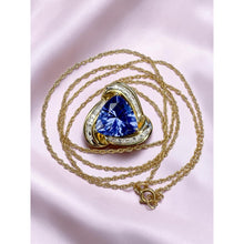 Load image into Gallery viewer, VINTAGE 10K Gold Trillion Tanzanite &amp; Diamond Necklace 3 Carat T.W. - 20" -3.9g
