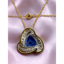 Load image into Gallery viewer, VINTAGE 10K Gold Trillion Tanzanite &amp; Diamond Necklace 3 Carat T.W. - 20" -3.9g
