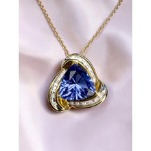 Load image into Gallery viewer, VINTAGE 10K Gold Trillion Tanzanite &amp; Diamond Necklace 3 Carat T.W. - 20" -3.9g
