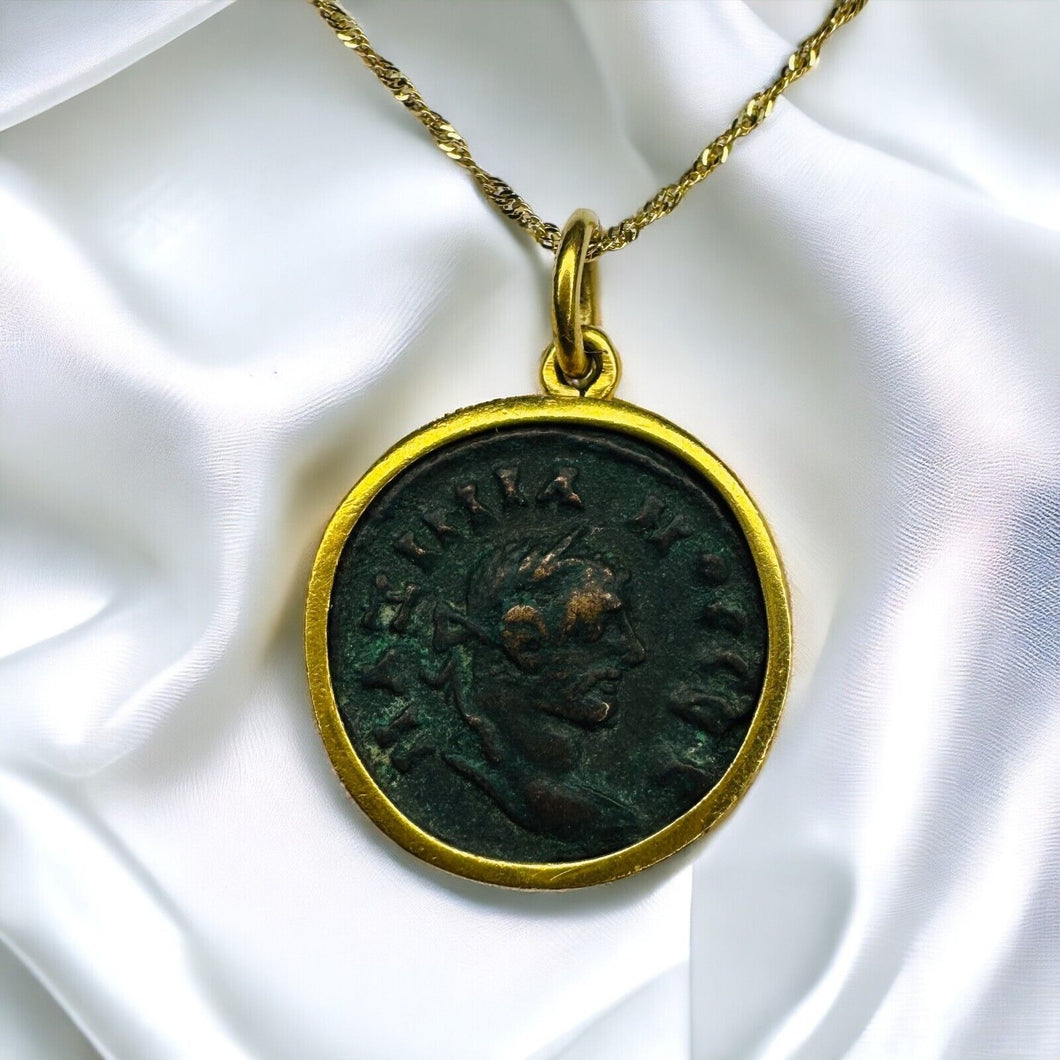 22k Gold Ancient Roman Coin Necklace 24