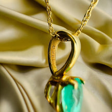 Load image into Gallery viewer, 14k Gold Natural Colombian Emerald Necklace 19&quot; Pear Cut 1/2 CT Solitaire 1.1g
