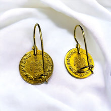 Load image into Gallery viewer, 10k Gold Antique Emperor Maximilian Gold Coin Earrings Emperador Maximiliano 1g
