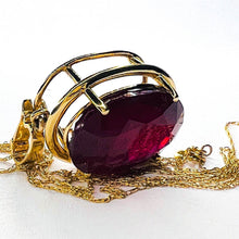 Load image into Gallery viewer, 10k Yellow Gold 13cttw Natural Ruby Necklace 19&quot; Oval Cut Ruby Pendant 6.3g July Birthstone Large Earth Mined Ruby Anniversary Gift for Wife
