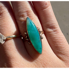 Load image into Gallery viewer, Chrysoprase Navette Ring - Antique Victorian 10K Yellow Gold Green Chalcedony Bezel Set - Size 6 Estate Gemstone Fine Jewelry
