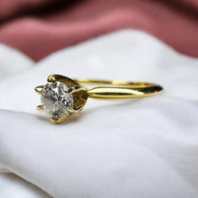 Load image into Gallery viewer, Diamond Solitaire Ring - 14K Yellow Gold 1/3 CT Round Cut Natural Diamond 4.1mm Prong Set - Size 6.25 Polished Engagement Fine Jewelry
