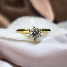 Load image into Gallery viewer, Diamond Solitaire Ring - 14K Yellow Gold 1/3 CT Round Cut Natural Diamond 4.1mm Prong Set - Size 6.25 Polished Engagement Fine Jewelry

