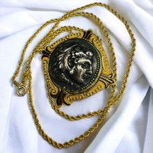 Load image into Gallery viewer, Alexander The Great Coin Pendant Necklace - 14K Yellow Gold Arts Elegance Medallion - 16" Rope Chain - 7.2g Neoclassical Fine Jewelry
