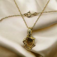 Load image into Gallery viewer, Citrine Solitaire Pendant Necklace - Estate 10K Yellow Gold Natural Oval - Circa 1990s - 18" Chain - November Birthstone Fine Jewelry
