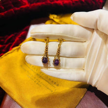 Load image into Gallery viewer, Antique Brutalist Amethyst Dangle Earrings - 14K Yellow Gold 6CTW Spherical Estate - Franz Breuning Designer Circa 1920 - 4.3g Fine Jewelry
