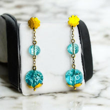 Load image into Gallery viewer, rt Nouveau Apatite Dangle Earrings - Antique Victorian 10K Yellow Gold Flower Finding Apatite Bead Drops - Circa 1894 - 5.3g Fine Jewelry
