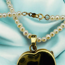 Load image into Gallery viewer, Seed Pearl Heart Locket Necklace - Antique Victorian 10K Gold Cluster Seed Pearls - 19 Inch Pearl Chain - 12.8g Estate Fine Jewelry
