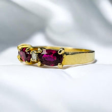 Load image into Gallery viewer, Ruby Diamond Five Stone Ring - 14K Yellow Gold Natural 0.81ct High Quality Ruby &amp; Diamond - Size 6.25 - July Birthstone Estate Fine Jewelry
