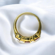 Load image into Gallery viewer, Ruby Diamond Five Stone Ring - 14K Yellow Gold Natural 0.81ct High Quality Ruby &amp; Diamond - Size 6.25 - July Birthstone Estate Fine Jewelry
