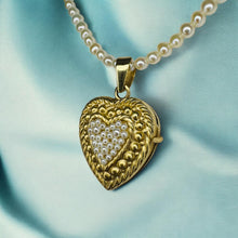 Load image into Gallery viewer, Seed Pearl Heart Locket Necklace - Antique Victorian 10K Gold Cluster Seed Pearls - 19 Inch Pearl Chain - 12.8g Estate Fine Jewelry
