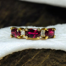 Load image into Gallery viewer, Ruby Diamond Five Stone Ring - 14K Yellow Gold Natural 0.81ct High Quality Ruby &amp; Diamond - Size 6.25 - July Birthstone Estate Fine Jewelry
