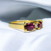 Load image into Gallery viewer, Ruby Diamond Five Stone Ring - 14K Yellow Gold Natural 0.81ct High Quality Ruby &amp; Diamond - Size 6.25 - July Birthstone Estate Fine Jewelry
