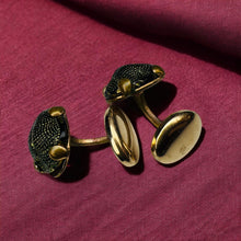 Load image into Gallery viewer, Victorian Scarab Beetle Cufflinks - Antique 9K-10K Rose Gold Natural Egyptian Scarab Cufflinks 24mm - 6.2g Estate Collector Fine Jewelry
