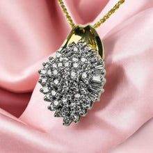Load image into Gallery viewer, Diamond Cluster Pendant Necklace - Vintage 1970s 14K Yellow Gold Round &amp; Baguette Cut 2ct Diamonds - 17" Chain - 6.5g Estate Fine Jewelry

