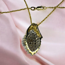 Load image into Gallery viewer, Diamond Cluster Pendant Necklace - Vintage 1970s 14K Yellow Gold Round &amp; Baguette Cut 2ct Diamonds - 17" Chain - 6.5g Estate Fine Jewelry
