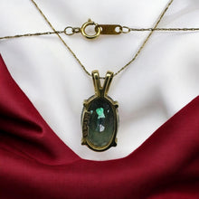 Load image into Gallery viewer, Vintage Large Mystic Topaz &amp; Diamond Necklace - 10K Yellow Gold Rainbow Fire Oval 7.5CT - 20 Inch Chain - 3.3g Estate Fine Jewelry
