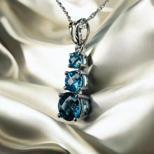 Load image into Gallery viewer, Blue Topaz Journey Necklace - 10K White Gold London Blue Swiss Blue Topaz 1.25cttw - 18 Inch - Minimalist December Birthstone Fine Jewelry
