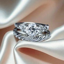 Load image into Gallery viewer, Artcarved Gossamer Diamond Bridal Set - 14K White Gold GIA Certified 1CT Floral Hand Carved - Sizes 5.5 &amp; 6 - 6.4g Fine Jewelry
