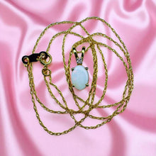 Load image into Gallery viewer, VINTAGE- 10K Gold -Natural Australian Opal &amp; Diamond Necklace 18" -White Opal-1g Boulder Opal October Birthstone Anniversary Gift Rainbow
