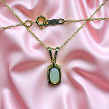 Load image into Gallery viewer, Australian Opal Diamond Necklace - Vintage 10K Yellow Gold Oval White Opal Cabochon Diamond Accent - 18" Chain - October Fine Jewelry
