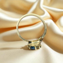 Load image into Gallery viewer, Cobalt Blue Spinel Ring - Artisanal 10K Yellow Gold Pear Cut Multi Stone Prasiolite Topaz Ring- Size 8 - 2.8g Fairytale Estate Fine Jewelry

