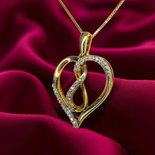Load image into Gallery viewer, Open Heart Diamond Twist Necklace - 10K Yellow Gold Natural Round Cut 1/5 CT TW - 18 Inch Box Chain - 33 Diamonds 2.4g Romantic Fine Jewelry
