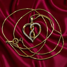 Load image into Gallery viewer, Open Heart Diamond Twist Necklace - 10K Yellow Gold Natural Round Cut 1/5 CT TW - 18 Inch Box Chain - 33 Diamonds 2.4g Romantic Fine Jewelry
