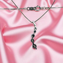 Load image into Gallery viewer, Emerald Diamond Journey Necklace - 10K White Gold Natural Round Emeralds 1/4ct TW - 18" Chain - 1g May Birthstone Estate Fine Jewelry
