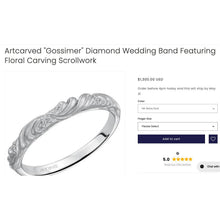 Load image into Gallery viewer, Artcarved Gossamer Diamond Bridal Set - 14K White Gold 1CT GIA Certified Floral Scroll Hand Carved - Sizes 5.5 and 6 - 6.4g Fine Jewelry
