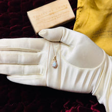 Load image into Gallery viewer, 10K Gold - Opal &amp; Halo Diamond Necklace -20" -Oval Cabochon Round Baguette Cut Diamonds-1.5g Rainbow Opal Necklace -October Birthstone
