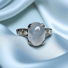 Load image into Gallery viewer, Edwardian Moonstone Diamond Ring - Antique 18K White Gold Star Asterism - Circa 1917-1925 - Size 6 - 2.7g - Old European Cut Fine Jewelry
