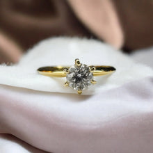 Load image into Gallery viewer, Diamond Solitaire Ring - 14K Yellow Gold 1/3 CT Round Cut Natural Diamond 4.1mm Prong Set - Size 6.25 Polished Engagement Fine Jewelry
