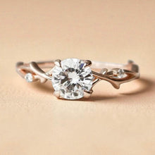 Load image into Gallery viewer, Moissanite Twig Vine Engagement Ring - 14K Rose Gold Round Brilliant Cut 1.25CT Claw Prong Fairytale Setting Size 6 - 2.7g Fine Jewelry
