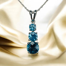 Load image into Gallery viewer, 10K Gold- Swiss Blue Topaz &amp; London Blue Topaz Necklace- 18" -1.25 Carat TW -White Gold -1.7g December Birthstone -Anniversary Gift for Wife valentines day gift best gift for her
