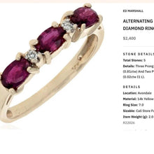 Load image into Gallery viewer, Ruby Diamond Five Stone Ring - 14K Yellow Gold Natural 0.81ct High Quality Ruby &amp; Diamond - Size 6.25 - July Birthstone Estate Fine Jewelry
