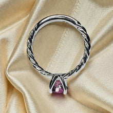Load image into Gallery viewer, Pink Sapphire Solitaire Ring - James Allen 14K White Gold Natural 1ct Round Cut - Twisted Rope Band - Size 6 - September Estate Fine Jewelry
