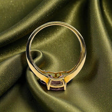 Load image into Gallery viewer, Purple Rhodolite Garnet Three Stone Ring - Estate 10K Yellow Gold Rare Dragon Garnet - 2.5 CTTW - Size 7.25 - 2.5g Estate Fine Jewelry
